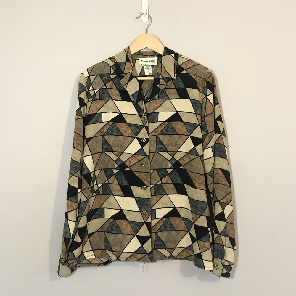 🌿 Vintage Geometric Blouse